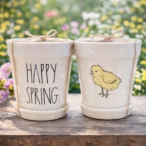 Rae Dunn HELLO SPRING 5” Chick Flower Pot Easter Decor NEW